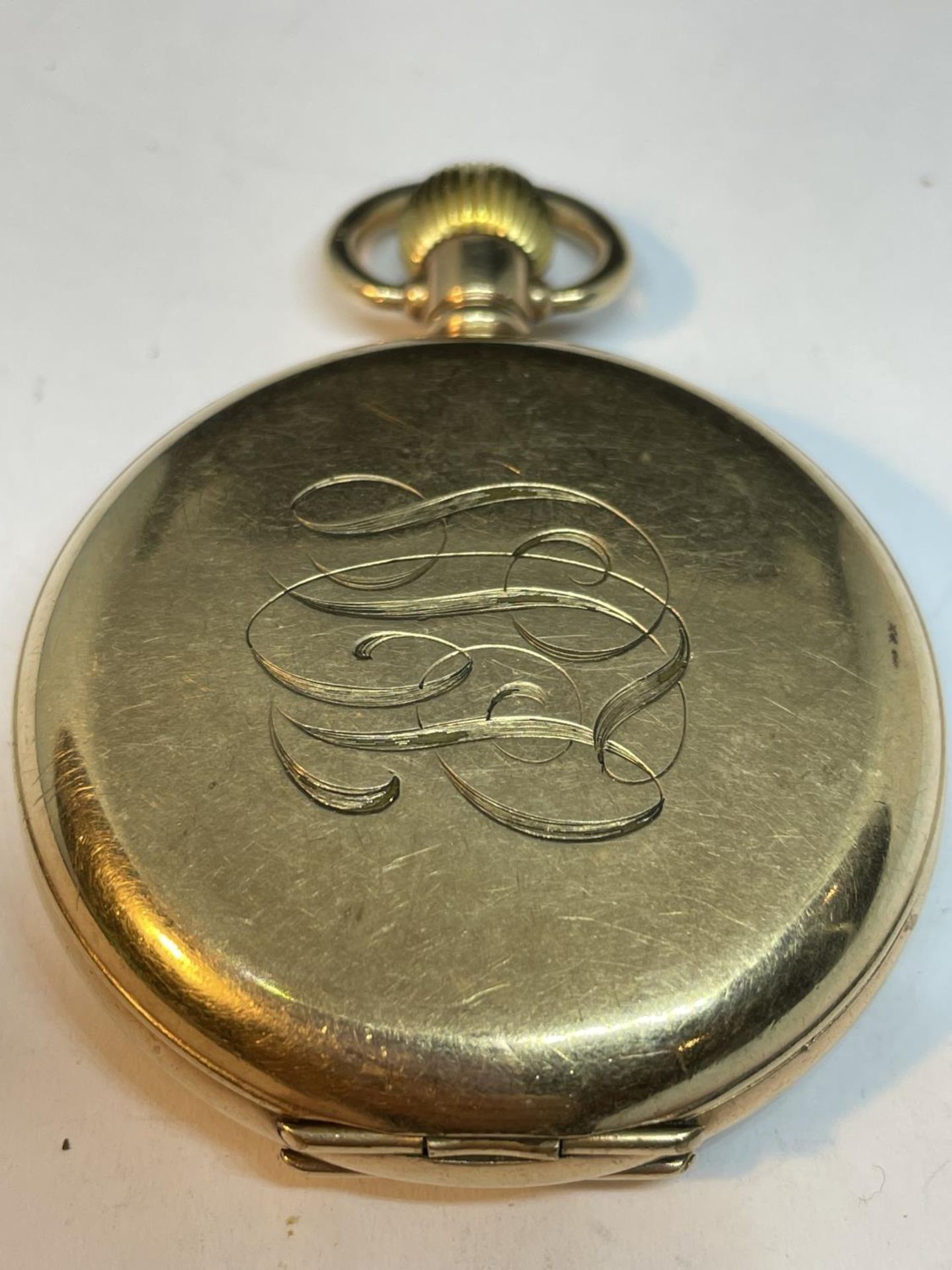 A GOLD PLATED ELGIN POCKET WATCH SEEN WORKING BUT NO WARRANTY - Image 2 of 5