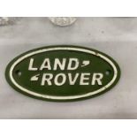 A CAST 'LAND ROVER' SIGN SIZE 17.5CM X 9CM