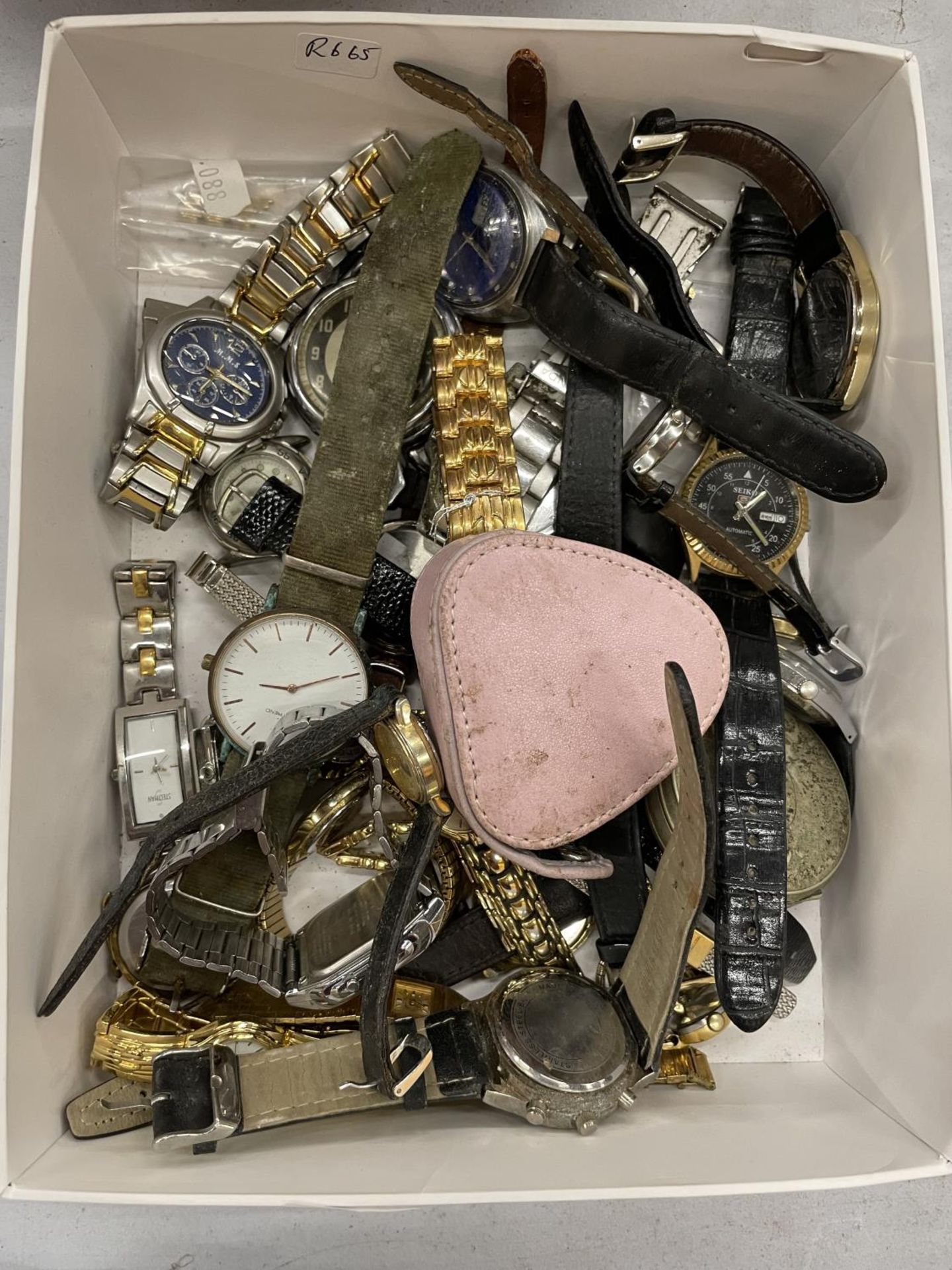 A BOX OF FASHION WRISTWATCHES