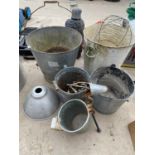 AN ASSORTMENT OF VINTAGE GALVANISED BUCKETS