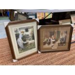 TWO FRAMED PRINTS, 'PLAYING AT SCHOOL' BY HARRY BROOKER AND 'YOUNG FRIENDS' BY LEXDEN L. POCOCK