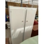 A WHITE PAINTED TWO DOOR WARDROBE, 34" WIDE