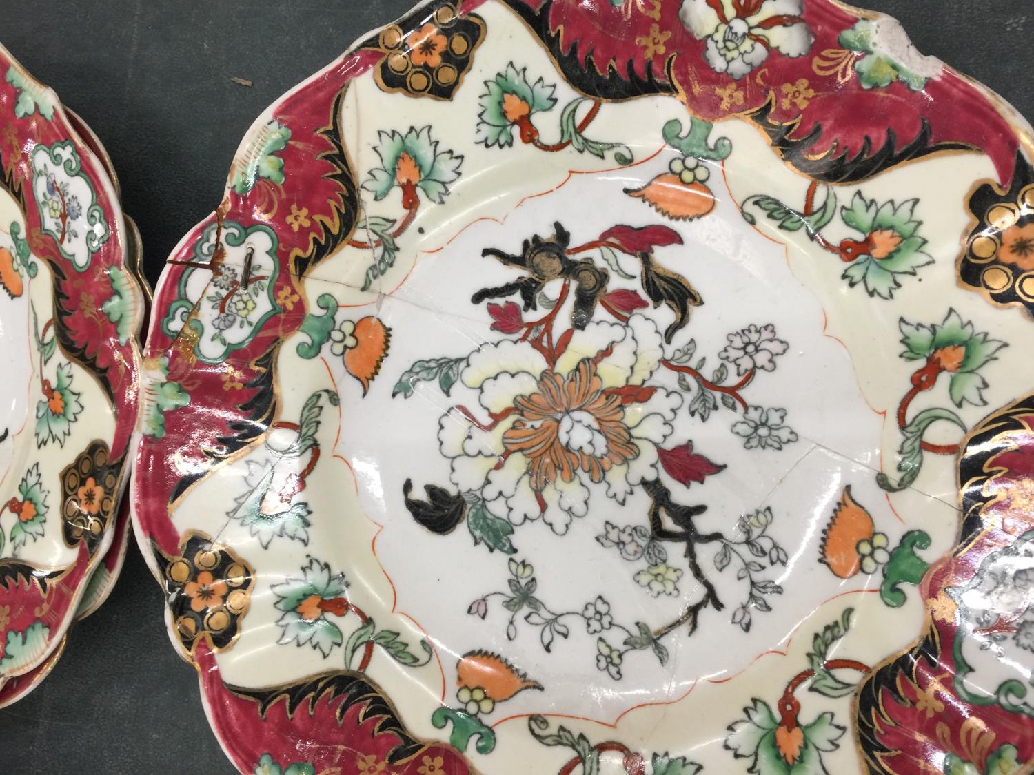 ELEVEN MASON'S PLATES/BOWLS WITH HANDPAINTED DESIGN SOME A/F - Image 3 of 3