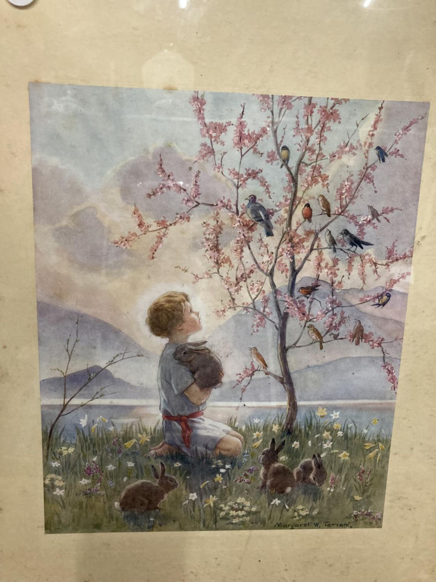 A VINTAGE FRAMED PRINT OF 'THE MORNING CAROL' AFTER THE WATER COLOUR DRAWING BY MARGARET W. TARRANT - Image 2 of 3