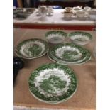 A QUANTITY OF ALFRED MEAKIN 'ENGLISH VILLAGE' GREEN AND WHITE INCLUDING SERVING BOWLS, SERVING