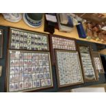 A COLLECTION OF SIX FRAMED DISPLAYS OF COLLECTABLE CIGARETTE CARDS TO INCLUDE WILLS'S, PLAYER'S,