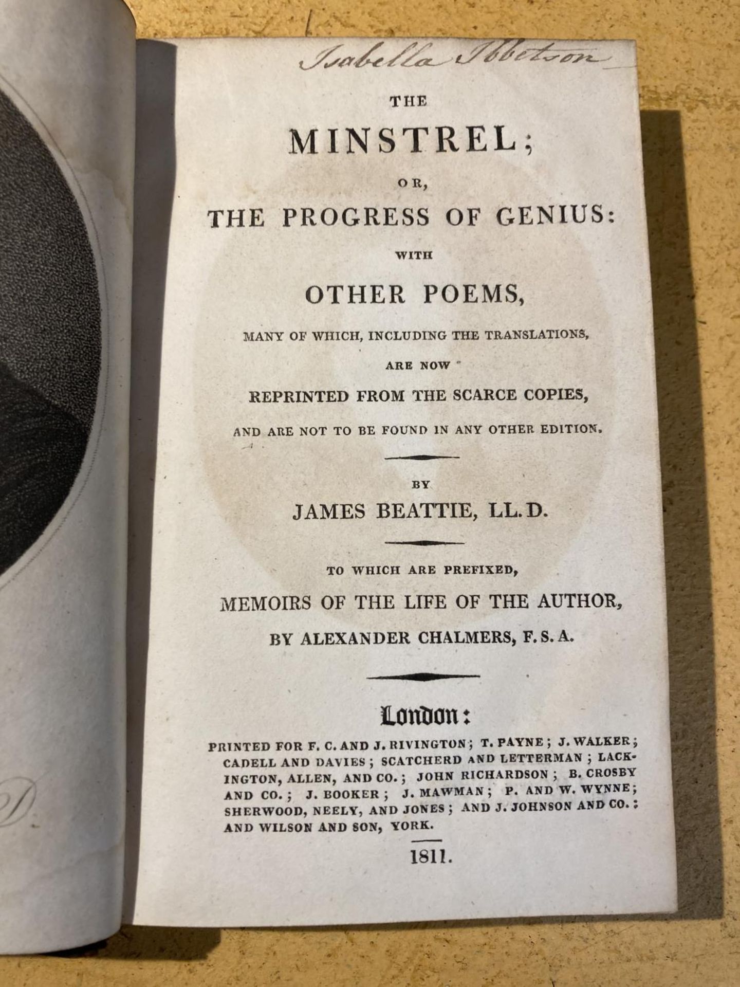 THE MINISTREL OR THE PROGRESS OF GENIUS WITH OTHER POEMS - JAMES BEATTIE - 1811 PUBLISHED BY - Image 4 of 4