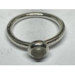 A MARKED SILVER PANDORA RING WITH SINGLE STONE IN A PRESENTATION BOX