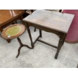 A MID 20TH CENTURY OAK SIDE-TABLE AND TRIPOD WINE TABLE