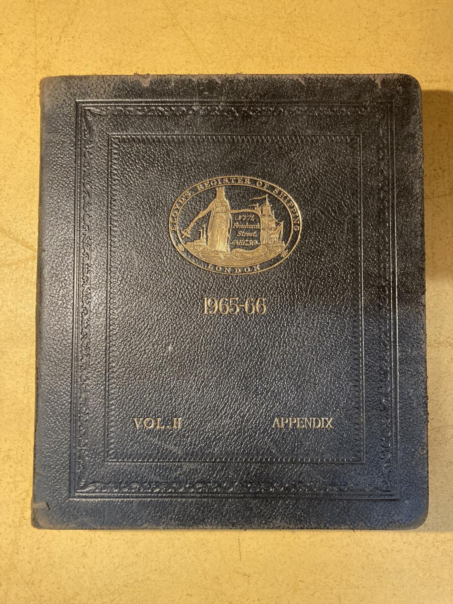 A LLOYD'S REGISTER OF SHIPPING REGISTER BOOK 1965-66 VOLUME II APPENDIX LEATHER BOUND