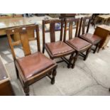 A SET OF FOUR MID 20TH CENTURY OAK DINING CHAIRS