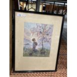 A VINTAGE FRAMED PRINT OF 'THE MORNING CAROL' AFTER THE WATER COLOUR DRAWING BY MARGARET W. TARRANT