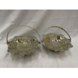TWO MARKED POTTER SILVER PLATED ORNATE FRUIT BASKETS DIAMETER 28CM