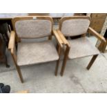 A PAIR OF AFA (BELIUM) HARDWOOD ELBOW CHAIRS