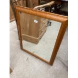 A MODERN MAPLE EFFECT WALL MIRROR, 28 X 24"