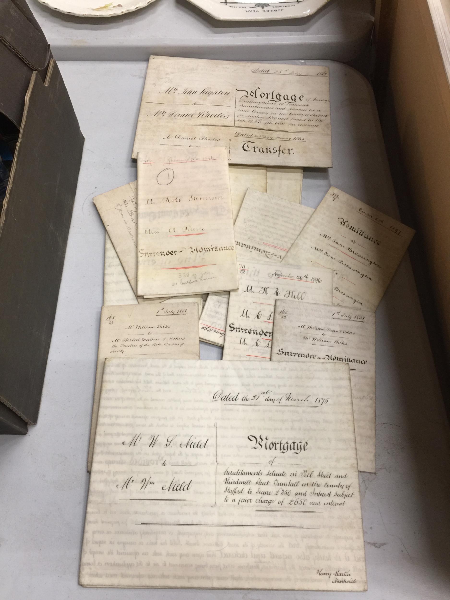 A COLLECTION OF EPHEMERA OF DOCUMENTS RELATING TO MORTGAGES, ETC