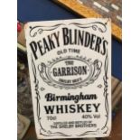 A 'PEAKY BLINDERS' BIRMINGHAM WHISKY SIGN 30.5CM X 20.5CM