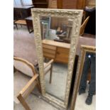 A 19TH CENTURY STYLE WALL MIRROR, 61X21"