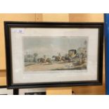 A FRAMED AND MOUNTED VINTAGE PRINT OF A TRIP TO GRETNA GREEN ETCHED BY G. MAILE W:60CM