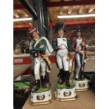 THREE NAPOLEONIC FIGURINES HEIGHT APPROX 28CM