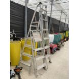 THREE VARIOUS ALUMINIUM STEP LADDERS TO INCLUDE TWO FIVE RUNG AND A THREE RUNG
