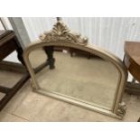 A VICTORIAN STYLE SILVER GILT EFFECT OVERMANTEL MIRROR, 47X38"