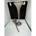 A HALLMARKED BIRMINGHAM SILVER BUD VASE AND A HALLMARKED SHEFFIELD ITEM GROSS WEIGHT 88.2 GRAMS