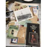 A COLLECTION OF EPHEMERA INCLUDING OLD PHOTOGRAPHS, TRAVEL LEAFLETS, THEATRE PROGRAMMES, ETC