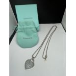 A TIFFANY NECKLACE AND LARGE HEART PENDANT CHAIN LENGTH 76CM HEART 3CM X 2.5CM WITH ORIGINAL POUCH