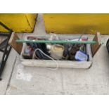 A TOOL BOX CONTAINING TOOLS SUCH AS SPANNERS AND D LINKS ETC