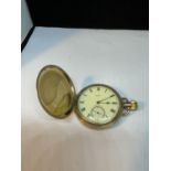 A GOLD PLATED ELGIN POCKET WATCH SEEN WORKING BUT NO WARRANTY