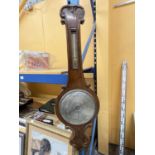 A MAHOGANY BANJO STYLE BAROMETER