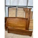 A BRIGITTE FORESTIER CHERRY WOOD KING SIZE FRENCH STYLE BED WITH GAINSBOROUGH MATTRESS