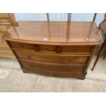 A BRIGITTE FORESTIER CHERRY WOOD CHEST OF THREE SHORT AND TWO LONG DRAWERS, 48" WIDE