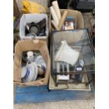 AN ASSORTMENT OF HOUSEHOLD CLEARANCE ITEMS TO INCLUDE CERAMICS AND ELECTRICALS ETC