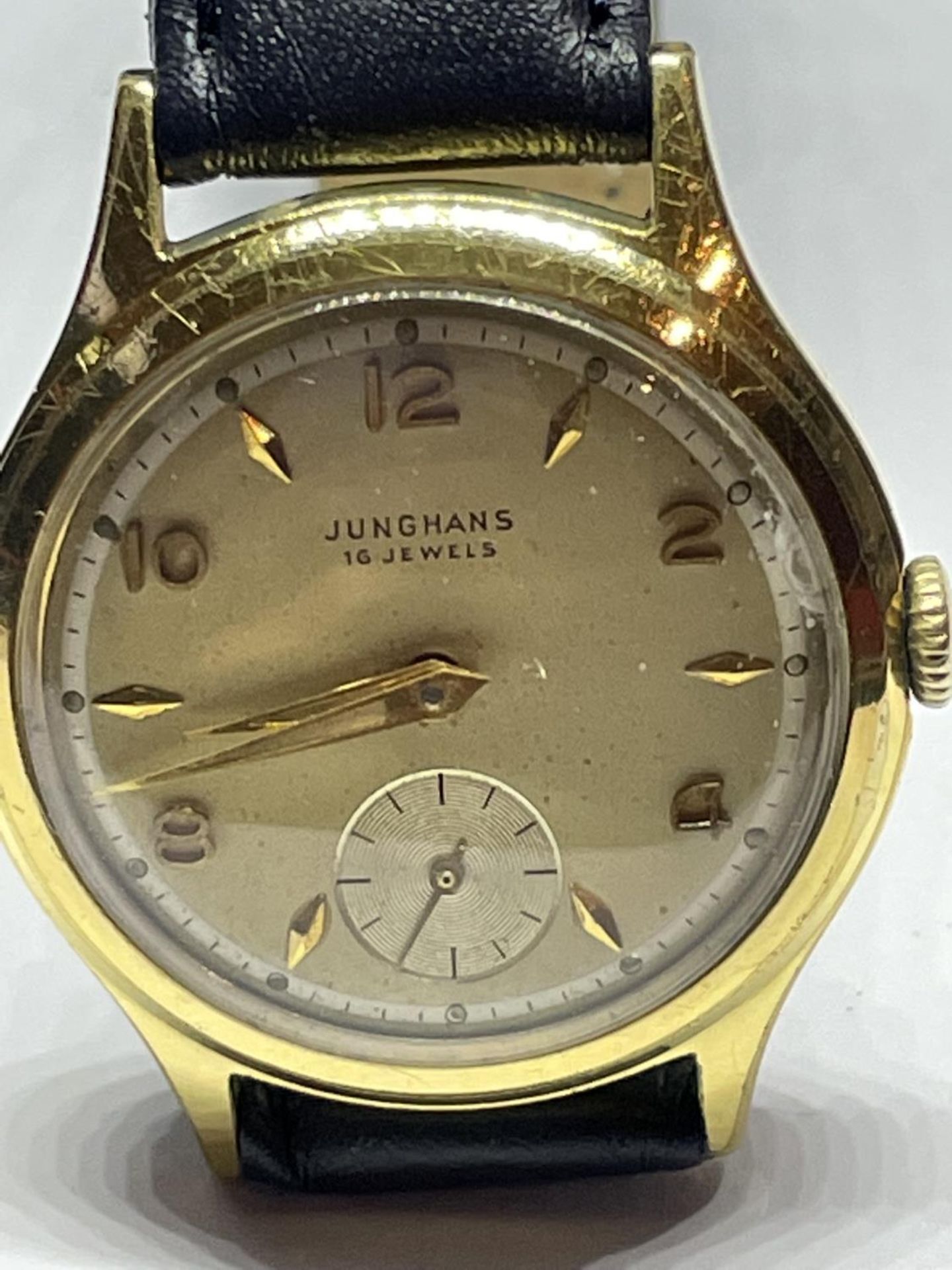 A JUNGHANS WWII WRIST WATCH SEEN WORKING BUT NO WARRANTY IN A PRESENTATION BOX - Image 3 of 4