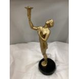 AN ART DECO STYLE STATUETTE ON A MARBLE BASE HEIGHT 43CM