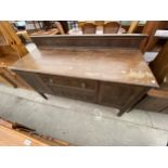 AN EARLY 20TH CENTURY MAHOGANY SIDEBOARD WITH RAISED BACK, 66" WIDE