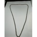 A MARKED SILVER ROPE NECKLACE 60 CM LONG