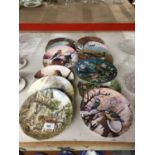 A COLLECTION OF CABINET PLATES INCLUDING 'WINTER'S BRIGHT WELCOME' BIRD PLATES BY COALPORT, 'LIFE ON