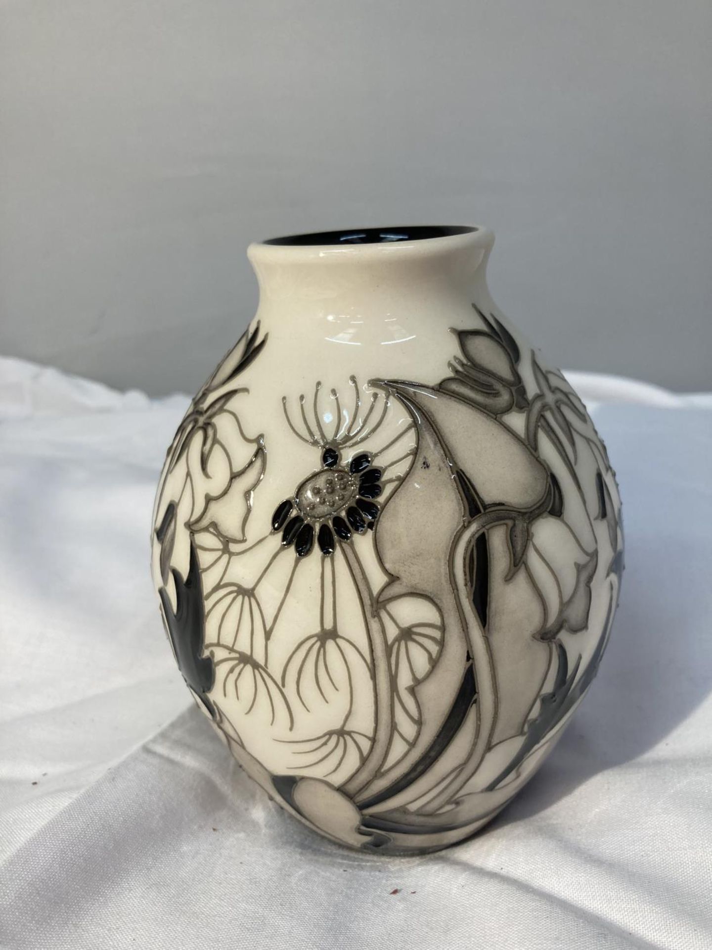 A MOORCROFT TRIAL VASE 6/11/18 BLACKTHORN 5 INCHES TALL