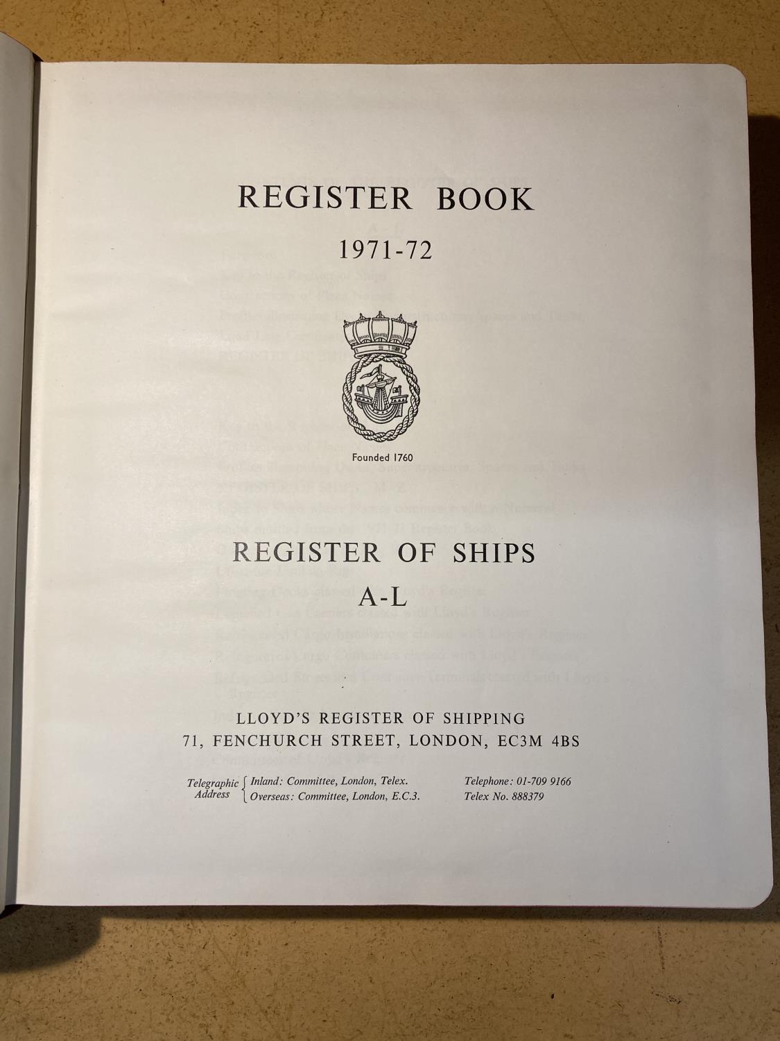 LLOYD'S REGISTER OF SHIPPING 1971-72 TWO VOLUMES A-L & M-Z LEATHER BOUND - Bild 2 aus 3