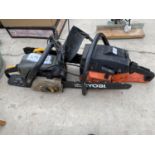 TWO PETROL ENGINE CHAINSAWS TO INCLUDE A RYOBI