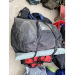 AN ASSORTMENT OF CAMPING ITEMS TO INCLUDE BACK PACKS AND A TENT ETC