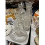 A QUANTITY OF GLASSWARE TO INCLUDE MOLYNEAUX WEBB & CO 1870'S EXAMPLES PLUS VASES, ETC