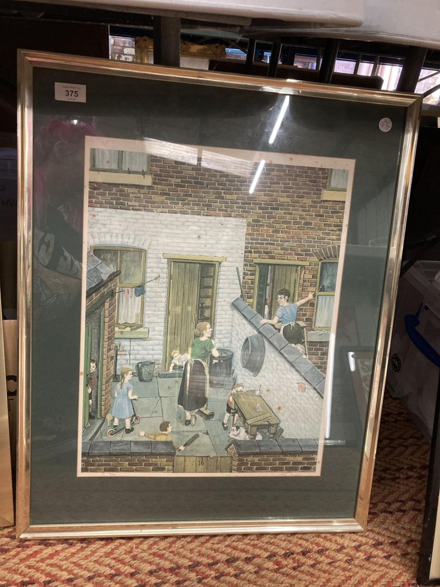 A VINTAGE LIMITED EDITION FRAMED PRINT 'BACKYARD II' SIGNED BY TOM DODSON