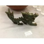 A SOAPSTONE CARVING OF A DRAGON LENGTH 17CM, HEIGHT 10CM