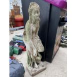 A RECONSTITUTED STONE FEMALE FIGURE (H:90CM)