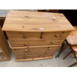 A MODERN PINE CHEST OF TWO SHORT AND FOUR LONG DRAWERS, 33" WIDE