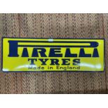 A LARGE ENAMEL PIRELLI TYRES SIGN 92CM X 31CM